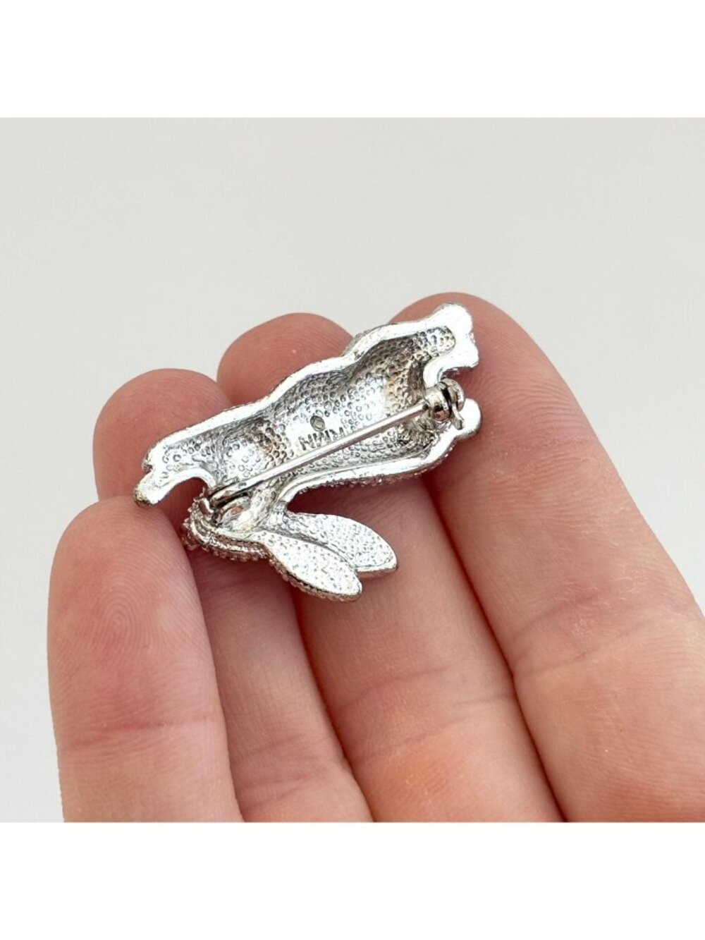 Mint Rhinestone Bunny Rabbit | Hare Vintage Silver T Vintage Brooch | Lapel Pin - Picture 6 of 9